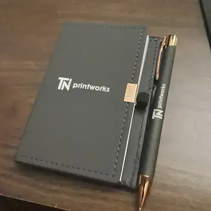 TN Printworks branded notebook and pen set
